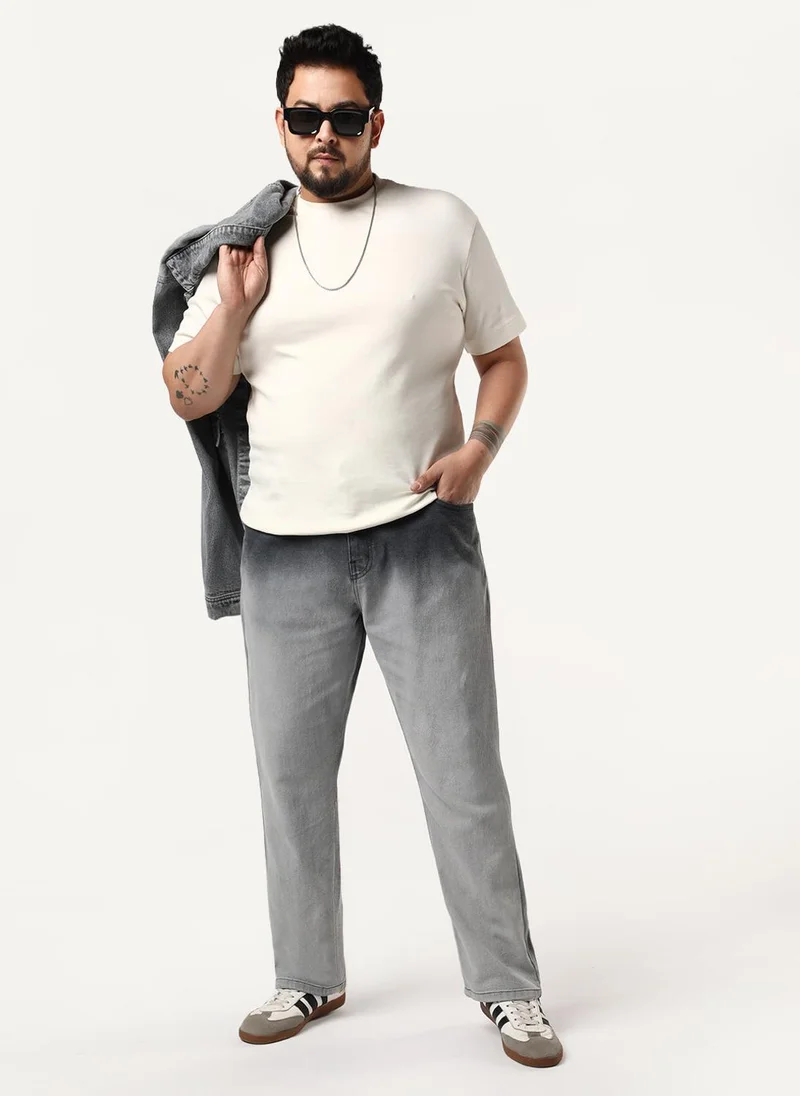 Urbano Fashion  Urbano Plus Men's Dark Grey Straight Fit Heavy Washed Faded Denim Jeans Stretchable for Men | Best Price UAE